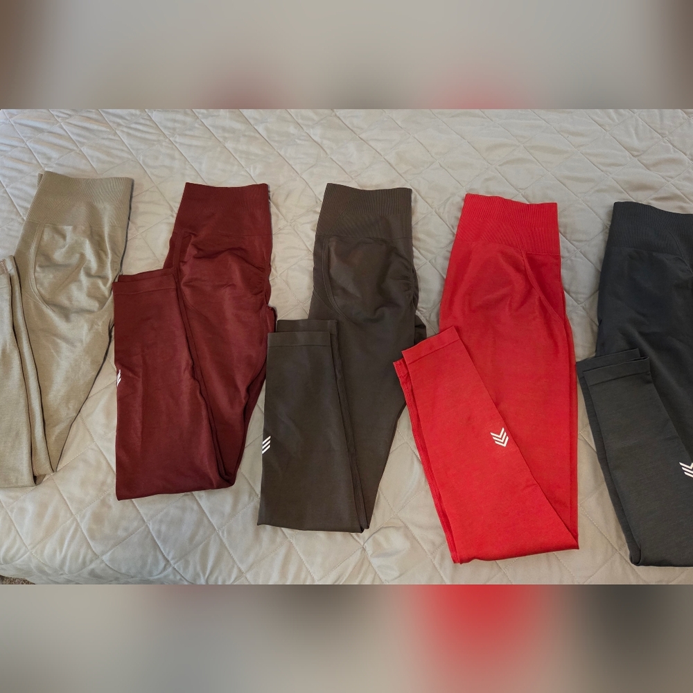 Stylish Women's Leggings Set - Red, Brown, Gray